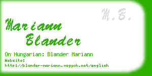 mariann blander business card